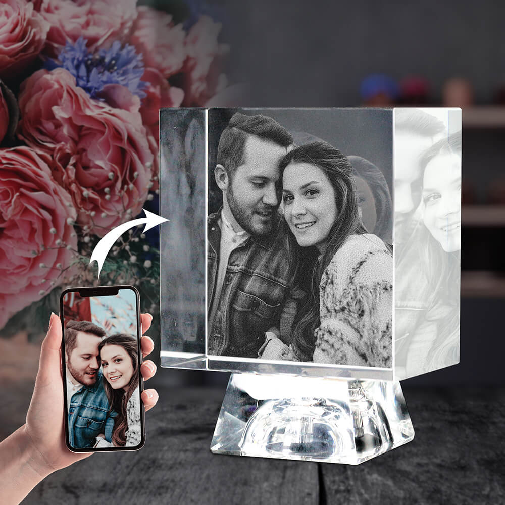 Memorial Gifts. Personalized 3D Rectangle Engraved Crystal Photo Night Light for Memories Decor Keepsake-BlingPainting-Customized Products Make Great Gifts