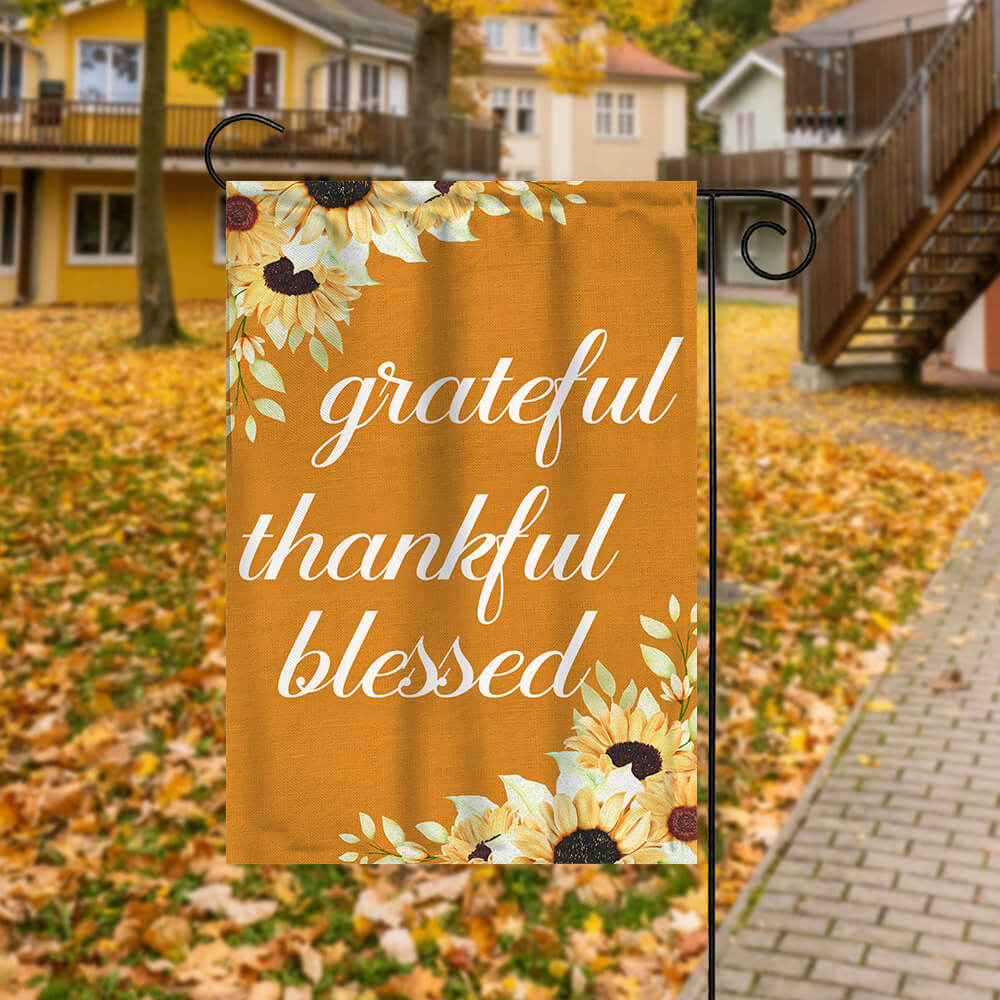 Thanksgiving Sunflower Decor Garden House Double Sided Flag -BlingPainting-Customized Products Make Great Gifts