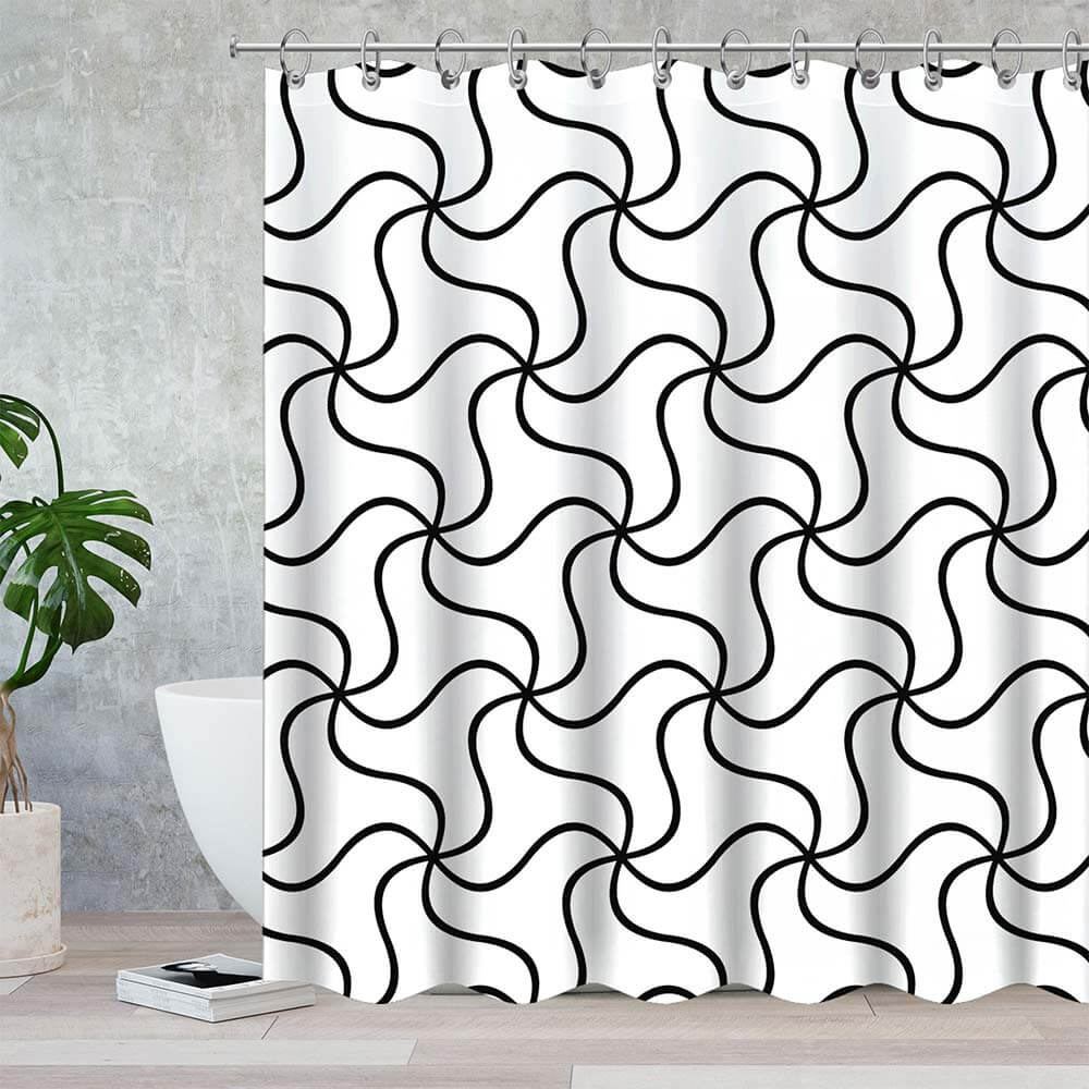 Spiral Pattern Waterproof Shower Curtains With 12 Hooks-BlingPainting-Customized Products Make Great Gifts