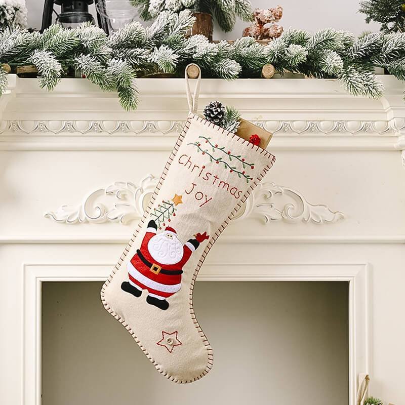 Christmas Decor Santa Embroidered Stocking - Creative Gifts-BlingPainting-Customized Products Make Great Gifts