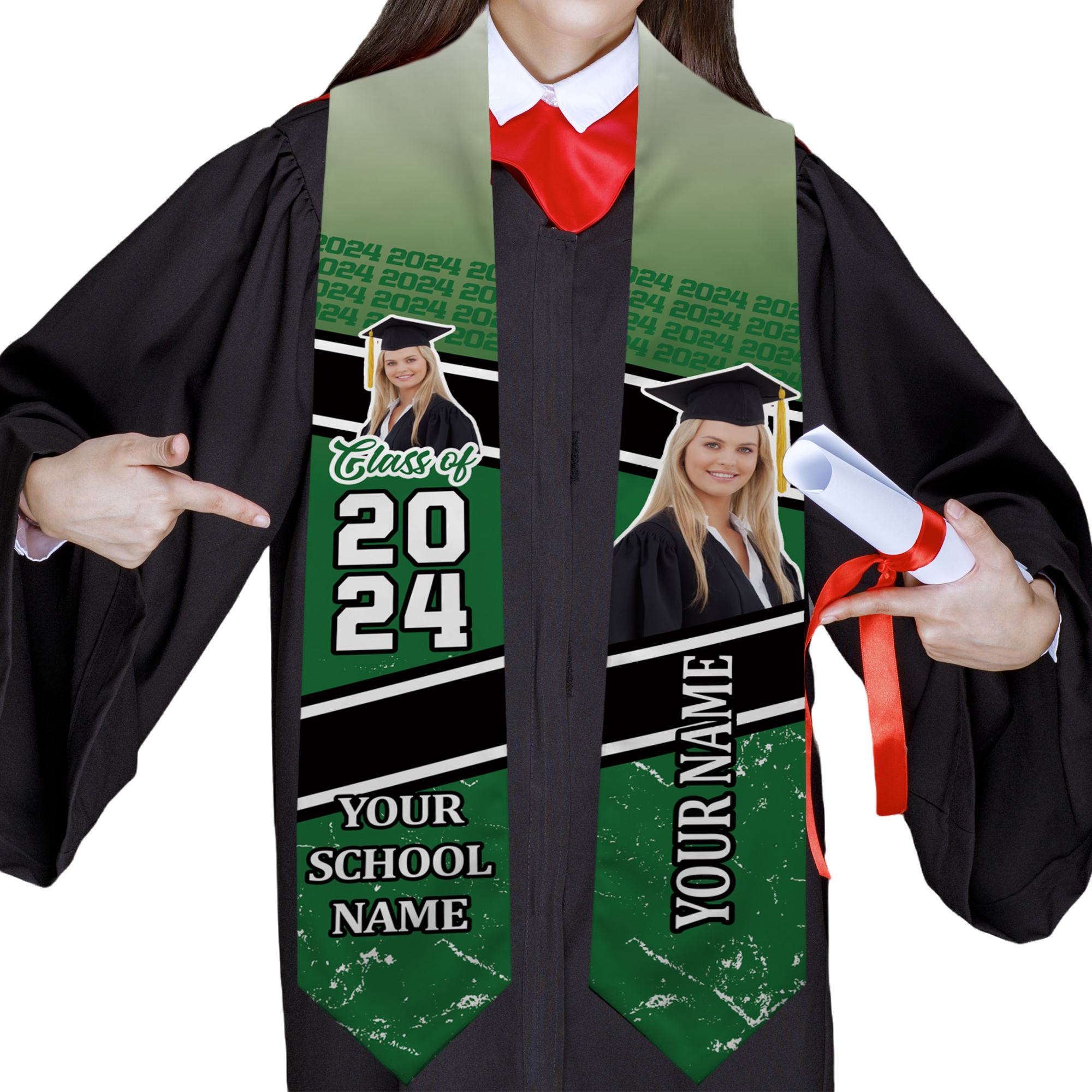 High School-Inspired Personalized College Graduation Stole-BlingPainting-Customized Products Make Great Gifts