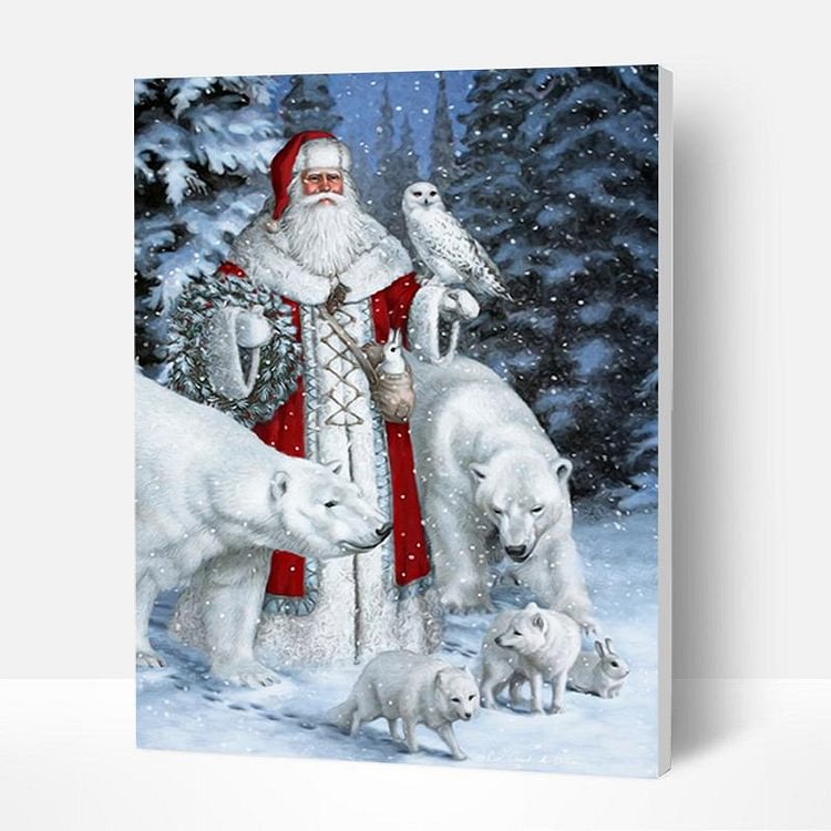 Christmas Paint by Numbers Kit - Santa Claus and Polar Bear - Good Gifts for Her/Him-BlingPainting-Customized Products Make Great Gifts