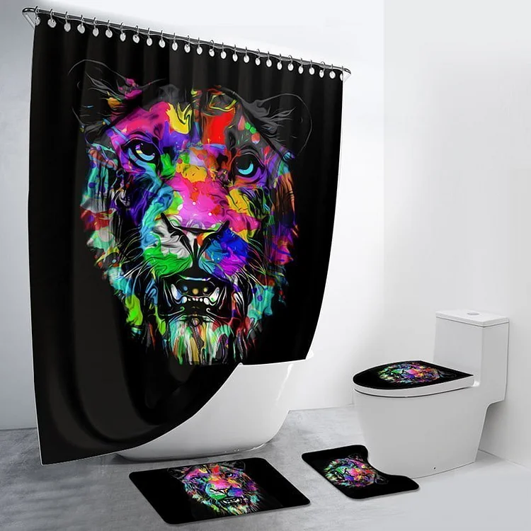 Colorful Tiger 4Pcs Bathroom Set-BlingPainting-Customized Products Make Great Gifts