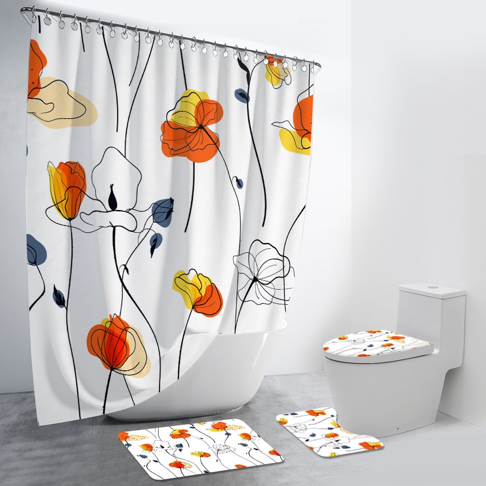 Floral 4Pcs Bathroom Set-BlingPainting-Customized Products Make Great Gifts
