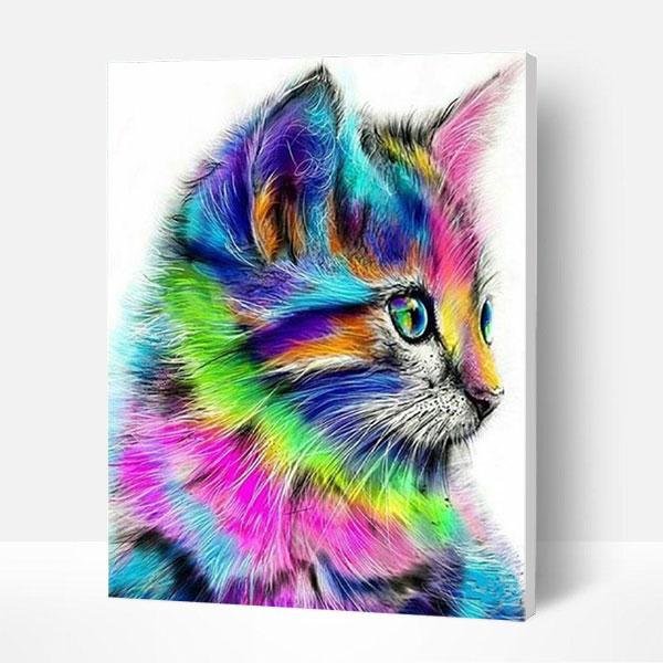 Paint by Numbers Kit -  Cute Colorful Cat-BlingPainting-Customized Products Make Great Gifts