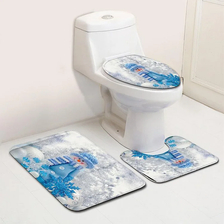 2022 Best Decor Gifts. Christmas Snowman Pattern 3Pcs Bath Rug Set-BlingPainting-Customized Products Make Great Gifts
