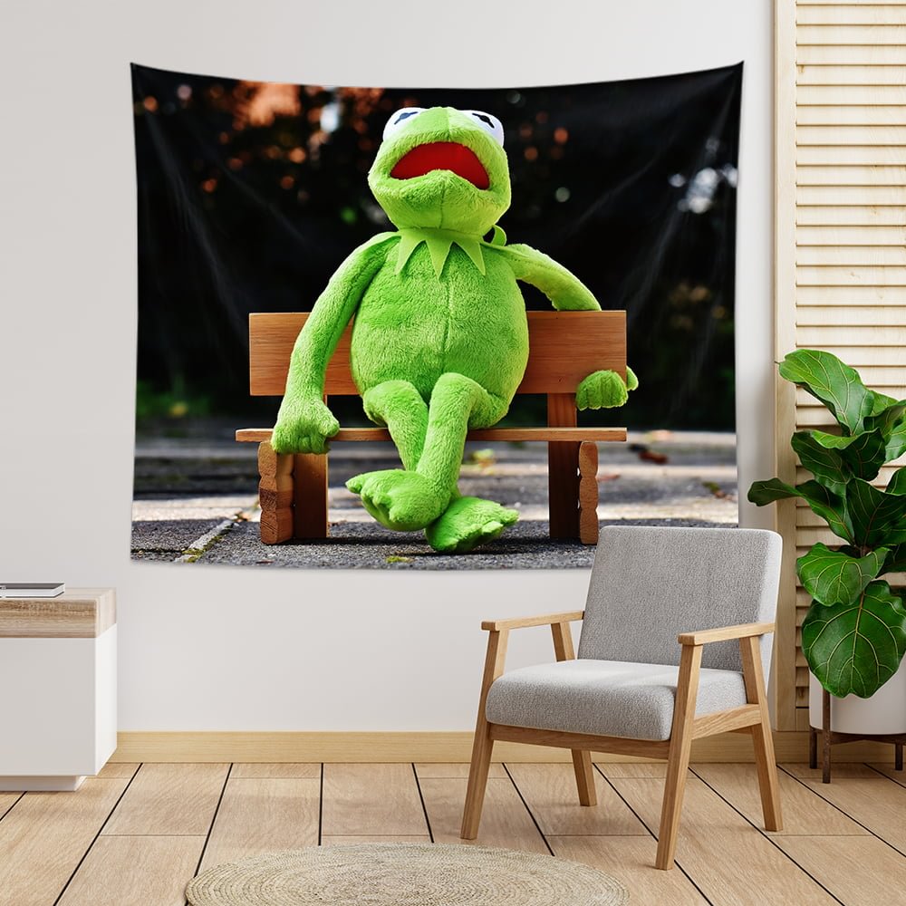 Kermit Frog Looking Up at the Sky Tapestry Wall Hanging-BlingPainting-Customized Products Make Great Gifts