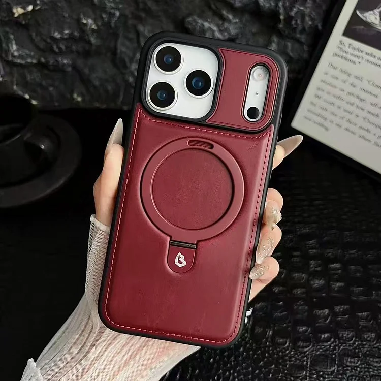 Leather Magnetic with Ring Stand Phone Case For iPhone
