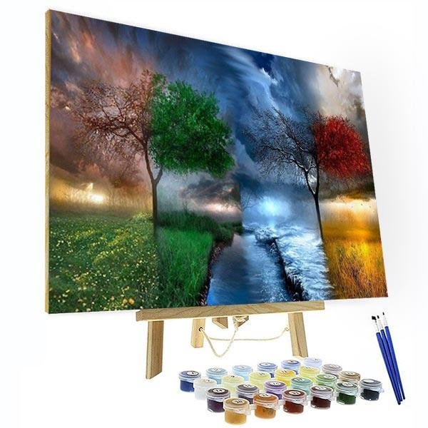 Paint by Numbers Kit - Four Seasons Tree-BlingPainting-Customized Products Make Great Gifts