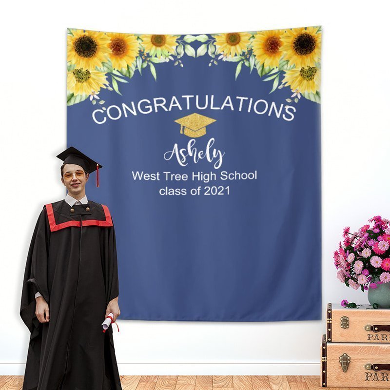 Custom Sunflower Graduation Party Backdrop Decor-BlingPainting-Customized Products Make Great Gifts
