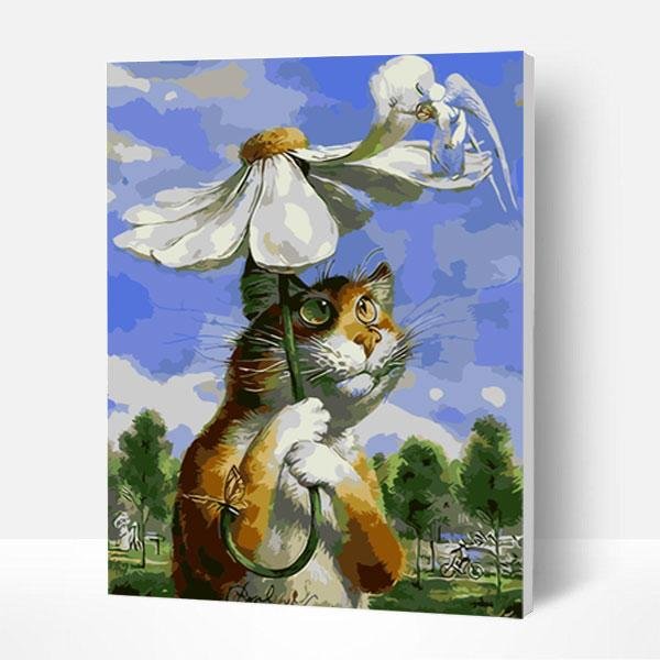 Paint by Numbers Kit - Cat Under Umbrella-BlingPainting-Customized Products Make Great Gifts