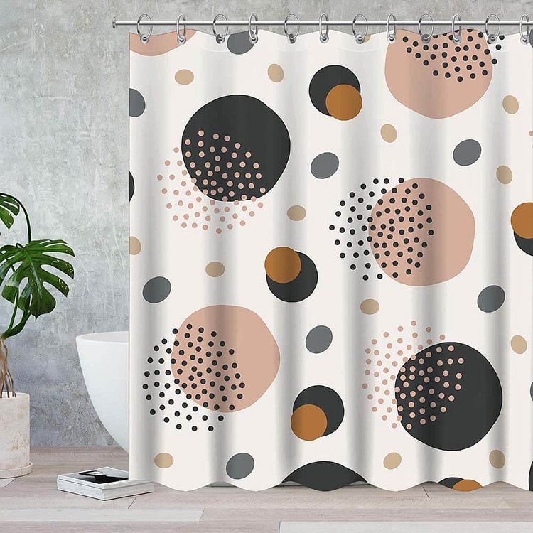 Circles Tile Waterproof Shower Curtains With 12 Hooks-BlingPainting-Customized Products Make Great Gifts