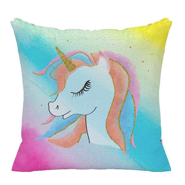 Unicorn Sequin Throw Pillow-BlingPainting-Customized Products Make Great Gifts