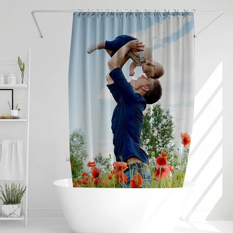 Custom Photo Shower Curtain With 12 Hooks - Father's Day Gift-BlingPainting-Customized Products Make Great Gifts