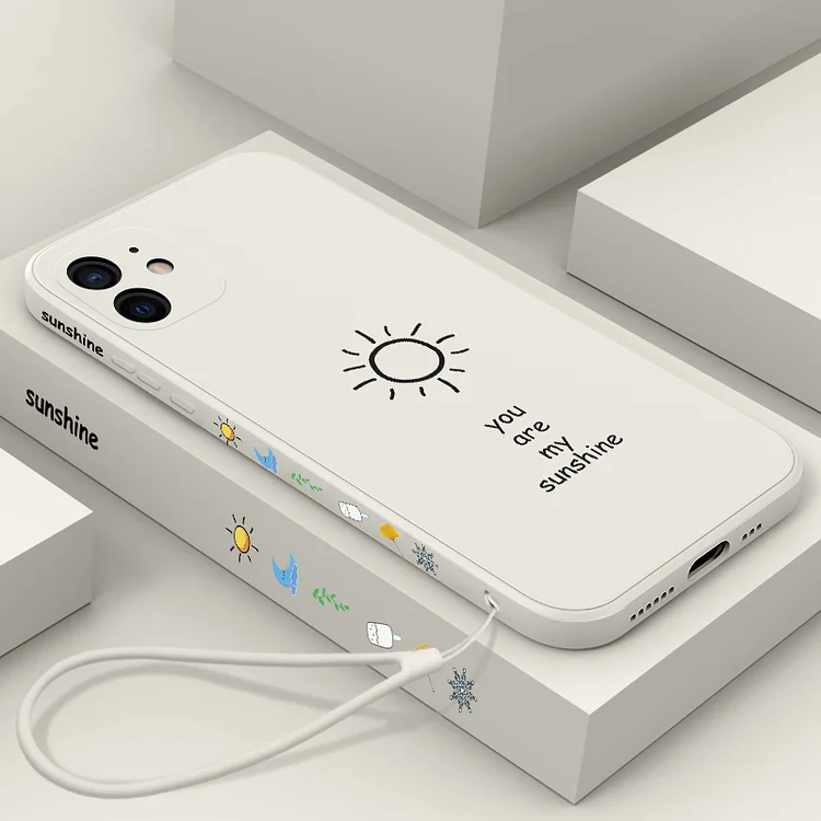 Ultra-thin Cute Sunshine Square Liquid Silicone Phone Case For iPhone