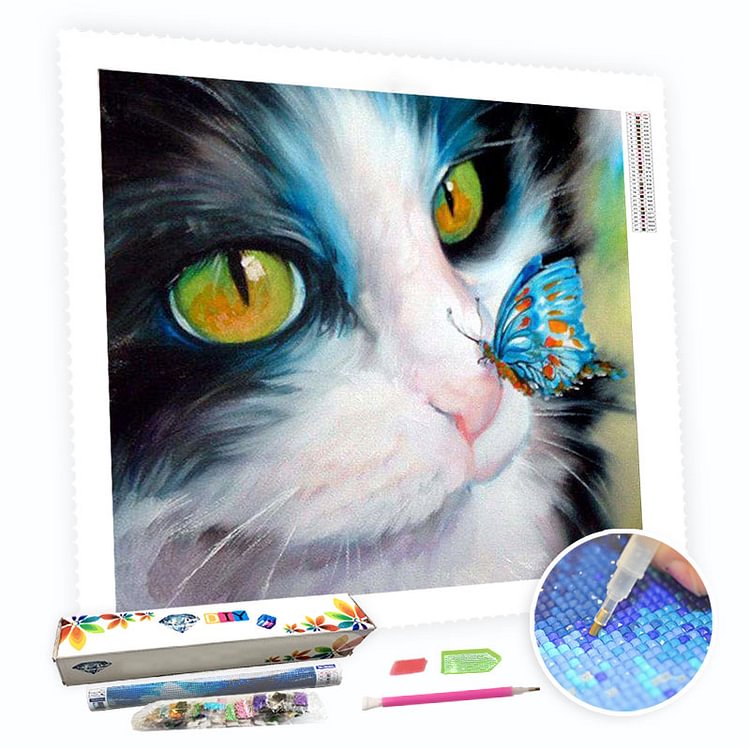 Creative Gifts, kitten &amp; Butterfly-DIY 5D Diamond Painting Kit for Adult Kids-BlingPainting-Customized Products Make Great Gifts