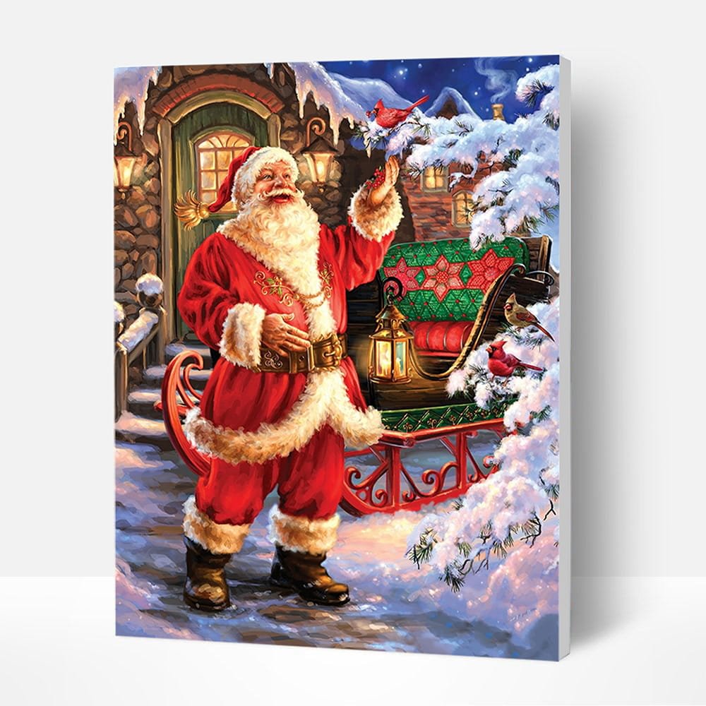 Paint by Numbers Kit - Santa & Cardinal, Good Gifts-BlingPainting-Customized Products Make Great Gifts