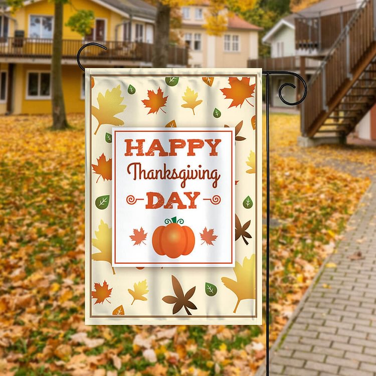 Happy Thanksgiving Day Decor Garden House Double Sided Flag -BlingPainting-Customized Products Make Great Gifts