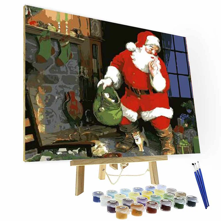Paint by Numbers Kit - Cute Santa, Creative Gifts-BlingPainting-Customized Products Make Great Gifts