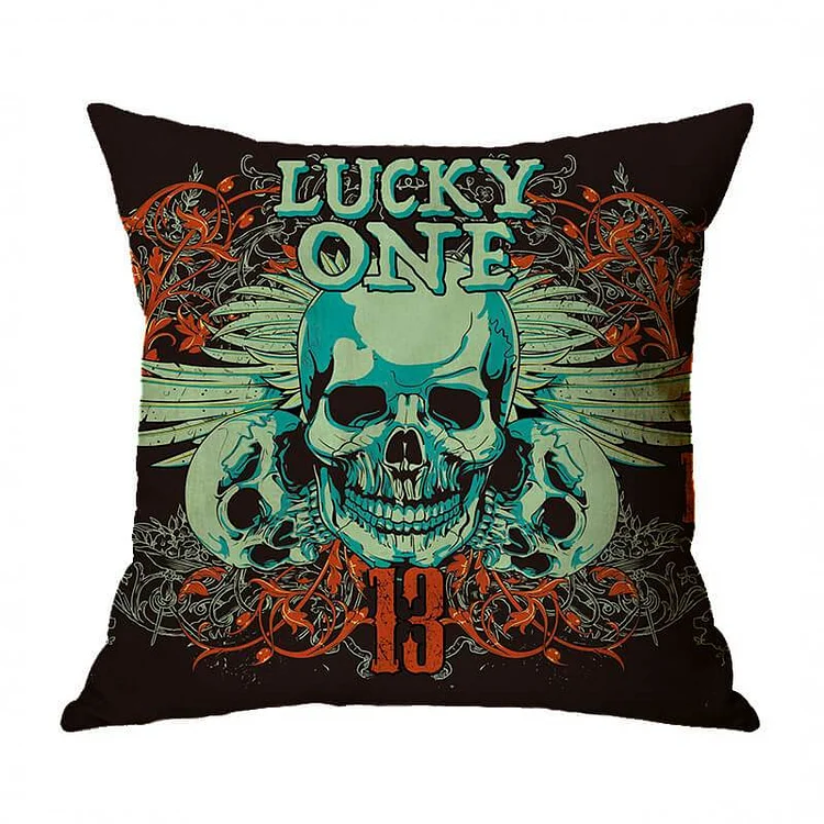Halloween Decor Linen Skull Throw Pillow C-BlingPainting-Customized Products Make Great Gifts