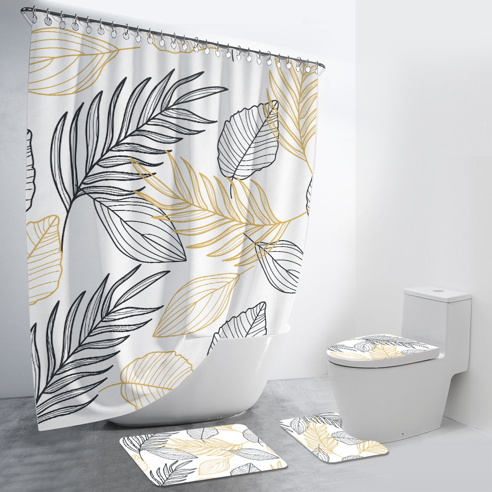 Luxury Black Gold Leaf 4Pcs Bathroom Set-BlingPainting-Customized Products Make Great Gifts