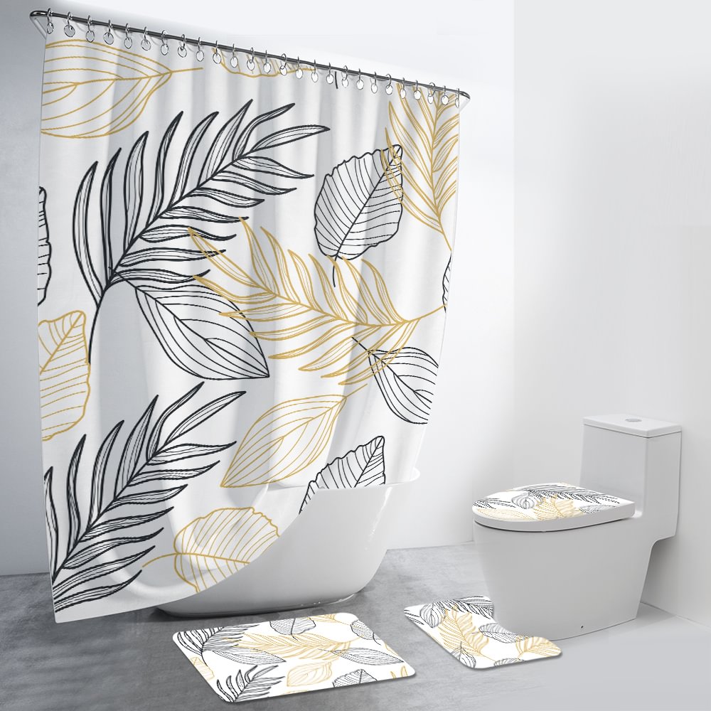 Luxury Black Gold Leaf 4Pcs Bathroom Set-BlingPainting-Customized Products Make Great Gifts