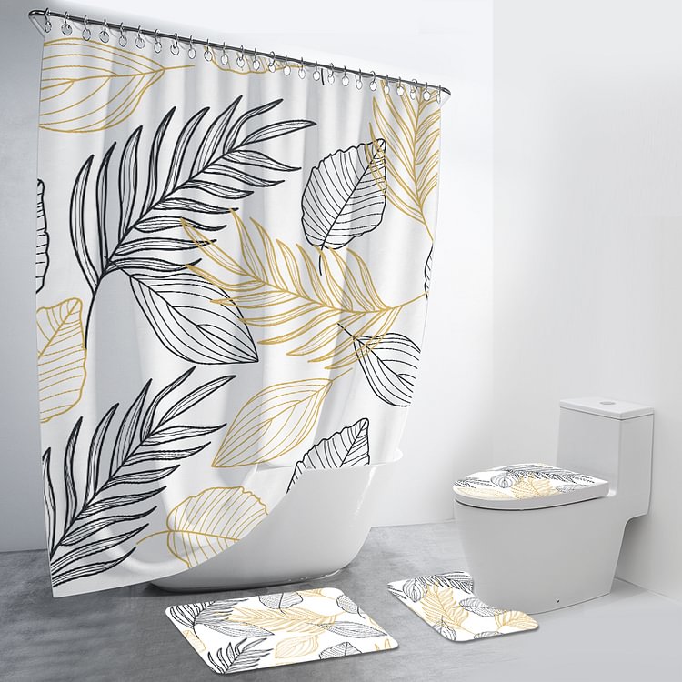 Luxury Black Gold Leaf 4Pcs Bathroom Set-BlingPainting-Customized Products Make Great Gifts