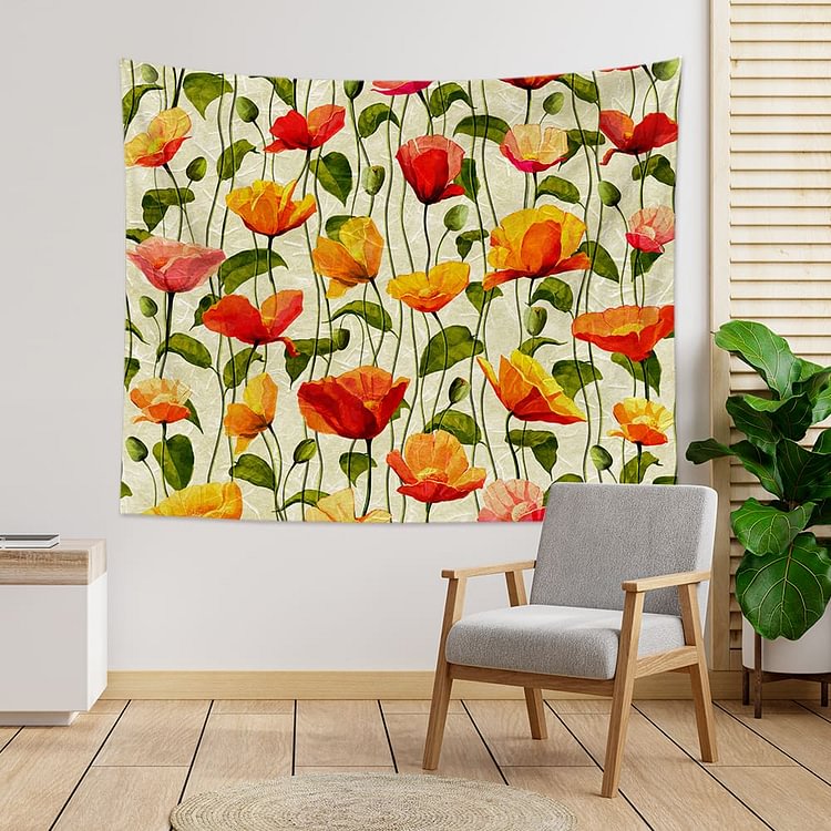Poppies Pattern Tapestry Wall Hanging-BlingPainting-Customized Products Make Great Gifts