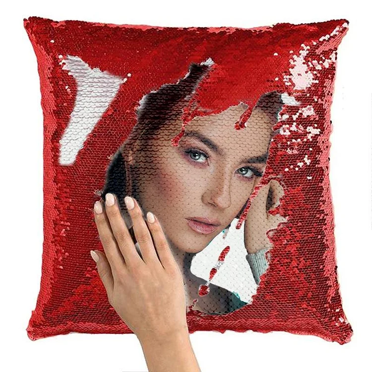 Custom Sequin Pillow Personalized Mermaid Sequin Throw Pillow with Photo