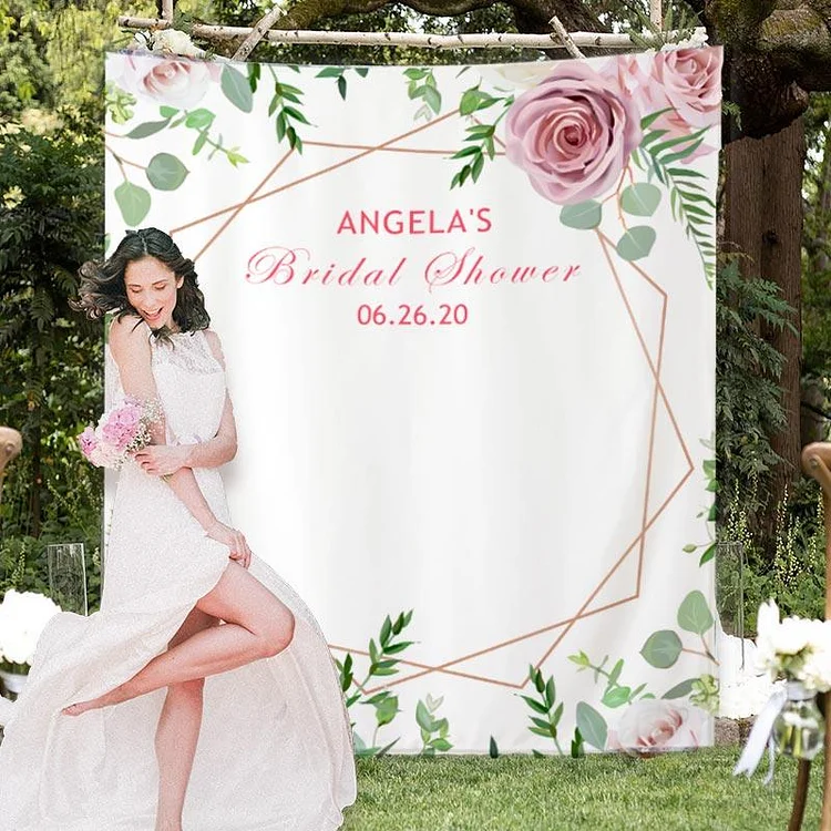 Custom Pink memory Bridal Shower Backdrop-BlingPainting-Customized Products Make Great Gifts