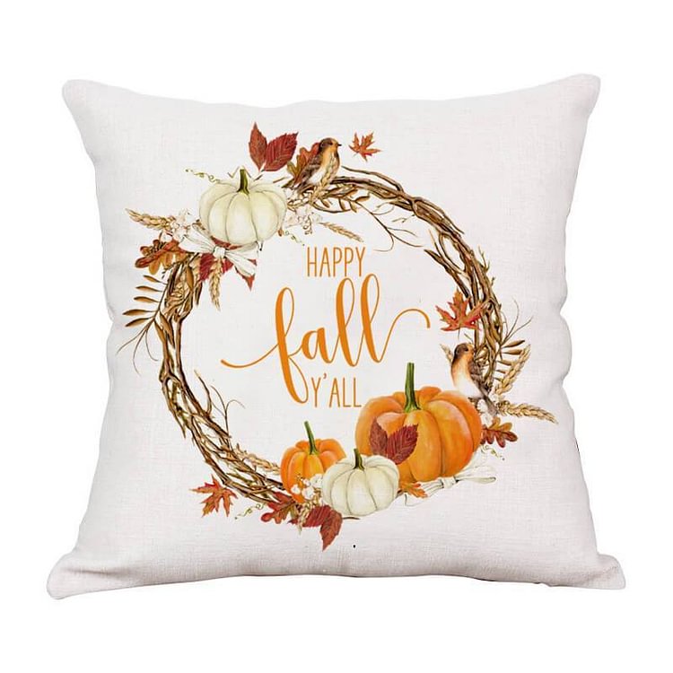 Thanksgiving Decor Wreath Throw Pillow B-BlingPainting-Customized Products Make Great Gifts