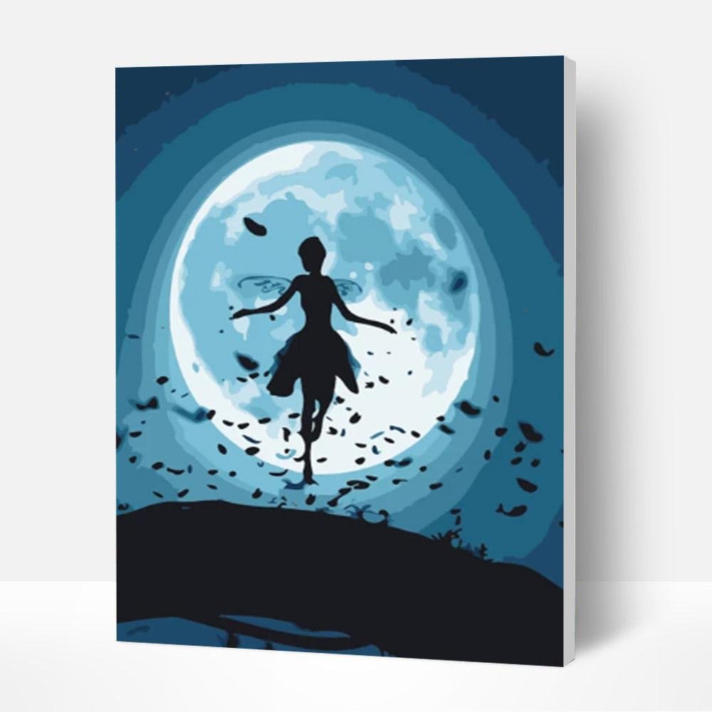 Paint by Numbers Kit - Butterfly Girl under the Moon-BlingPainting-Customized Products Make Great Gifts