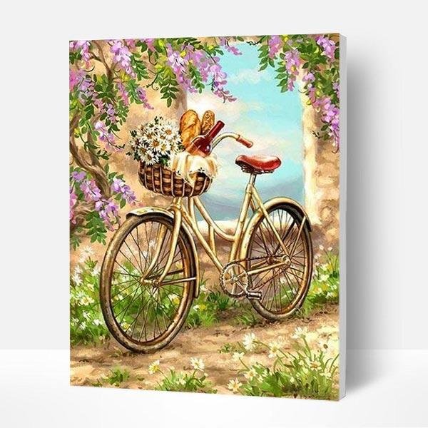 Paint by Numbers Kit -  Flowers and bicycle-BlingPainting-Customized Products Make Great Gifts