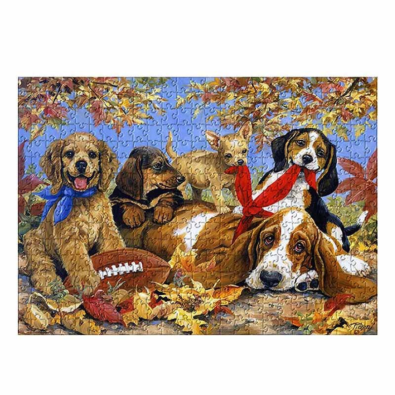 Dogs Playing in Leaves Jigsaw Puzzle For Adults 1000 Pieces - Creative Gifts 2021-BlingPainting-Customized Products Make Great Gifts