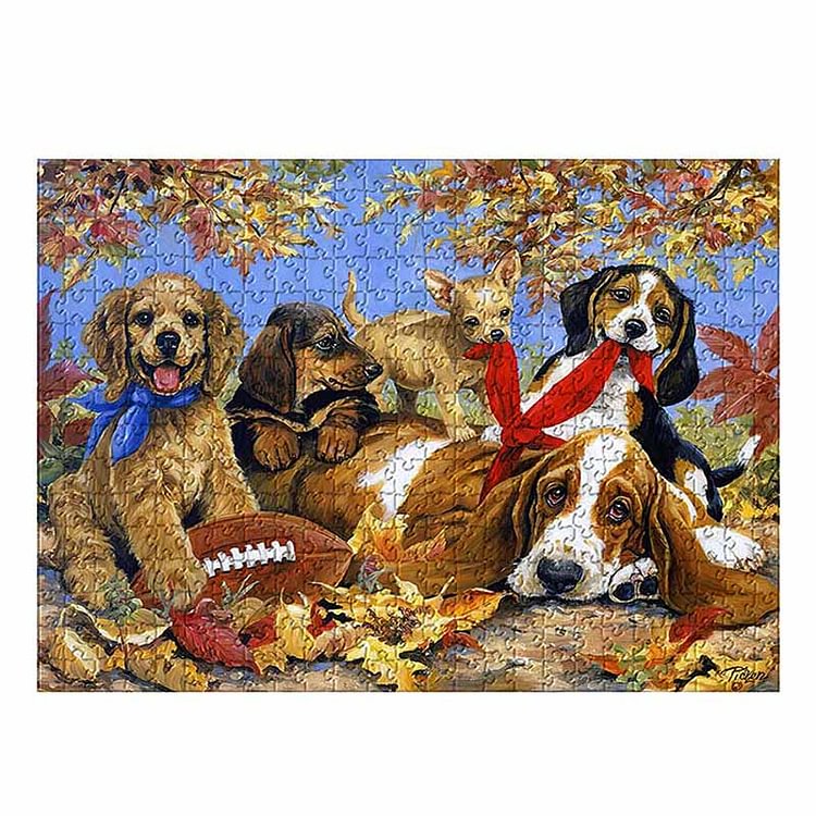 Dogs Playing in Leaves Jigsaw Puzzle For Adults 1000 Pieces - Creative Gifts 2022-BlingPainting-Customized Products Make Great Gifts
