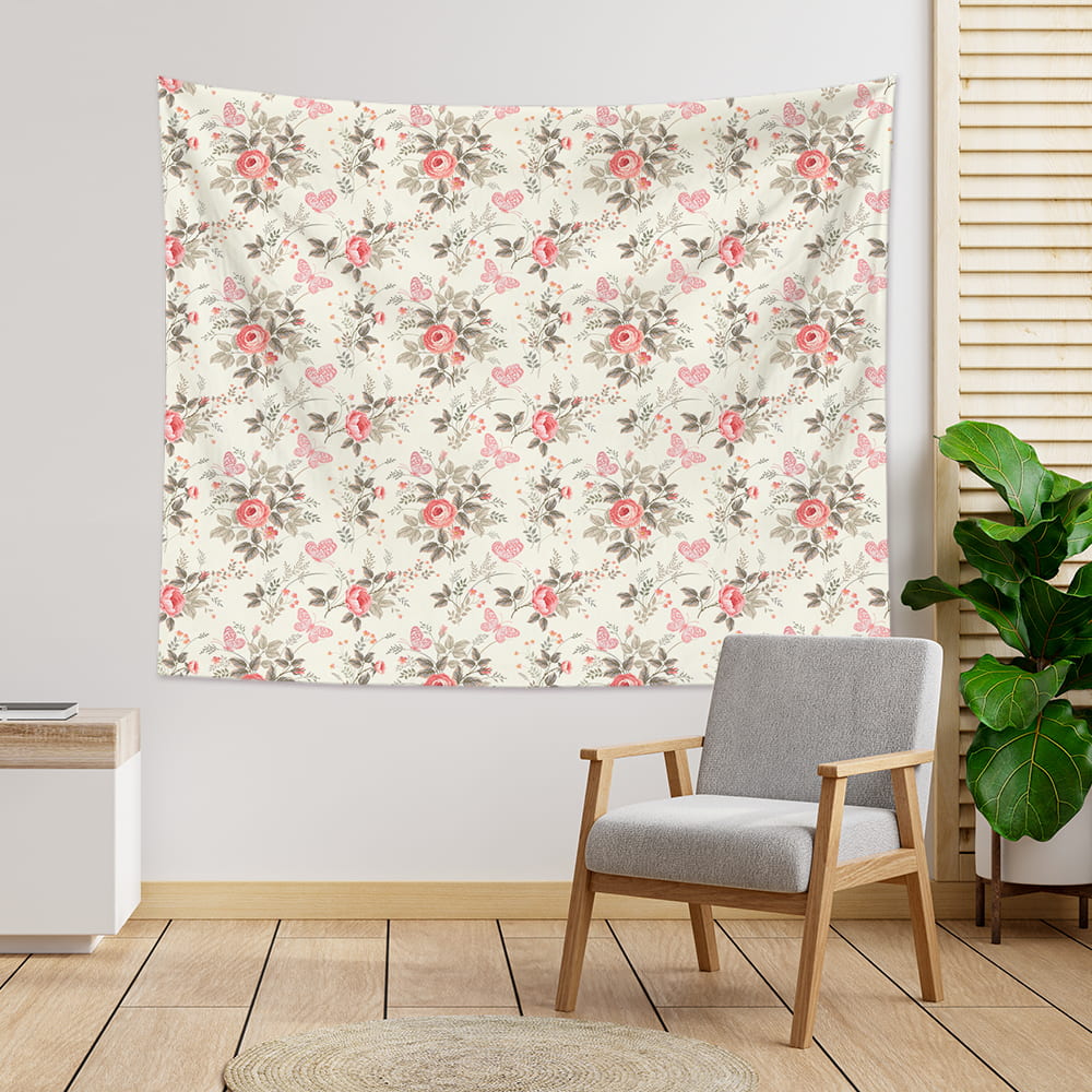 Pink Floral Tapestry Wall Hanging-BlingPainting-Customized Products Make Great Gifts