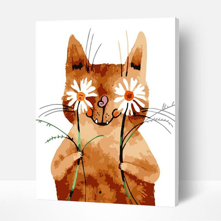 Paint by Numbers Kit for Kids - Cat Holding Flowers, Best Christmas Gifts-BlingPainting-Customized Products Make Great Gifts