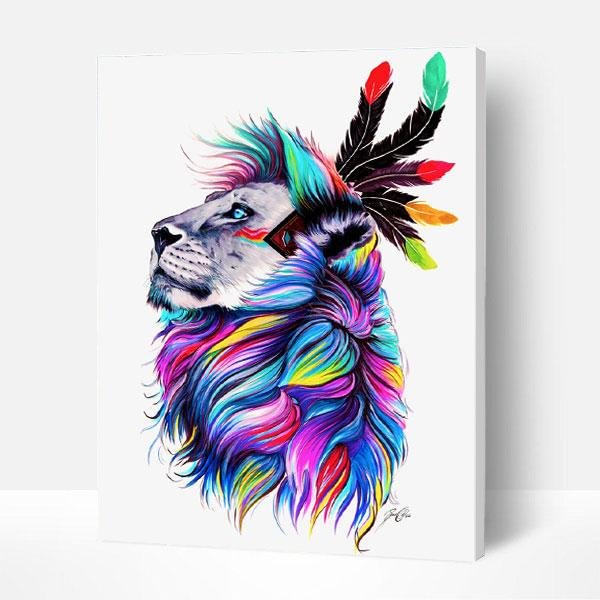 Paint by Numbers Kit -  Rainbow Indian Lion-BlingPainting-Customized Products Make Great Gifts
