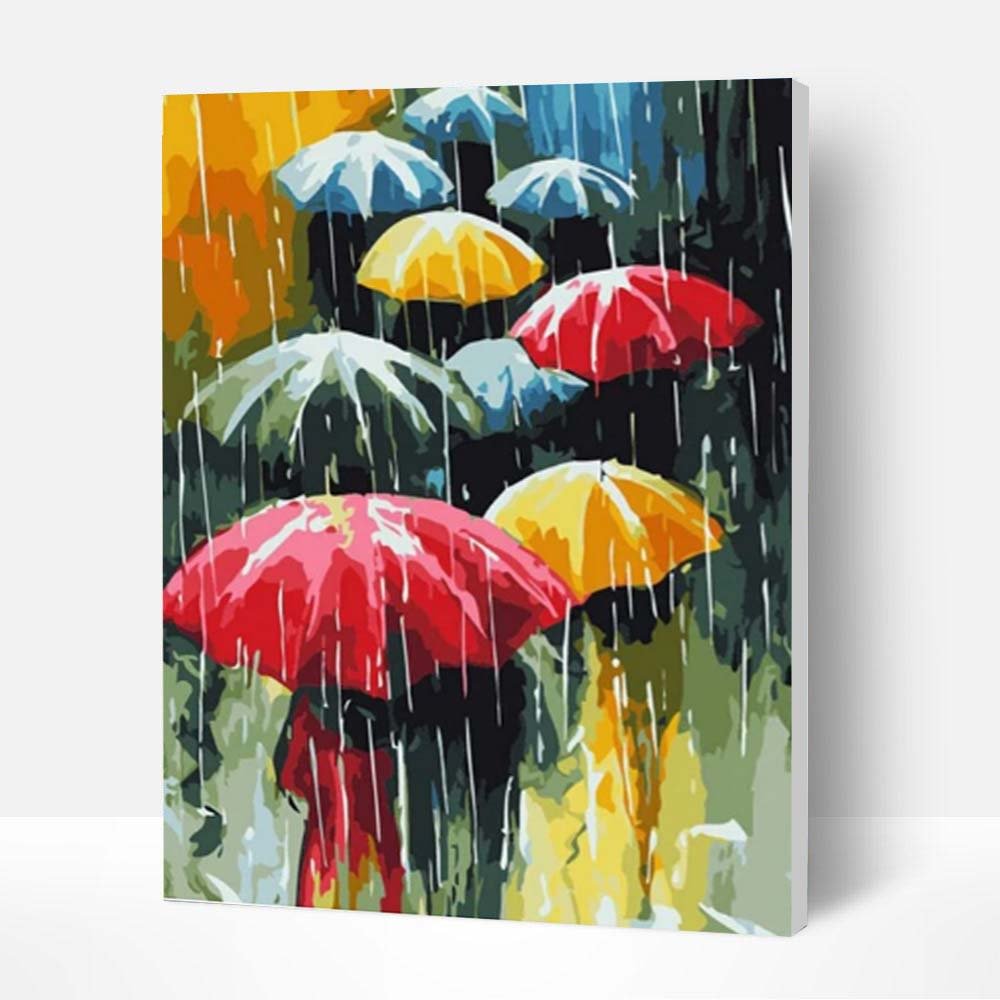 Paint by Numbers Kit - Umbrella In The Rain-BlingPainting-Customized Products Make Great Gifts