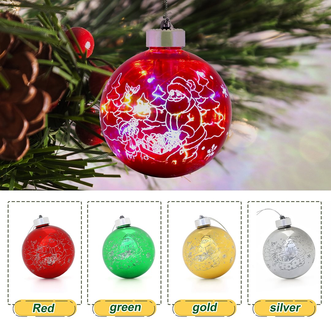 6pcs Christmas Ball Light Shatterproof Ornaments  for Tree-BlingPainting-Customized Products Make Great Gifts
