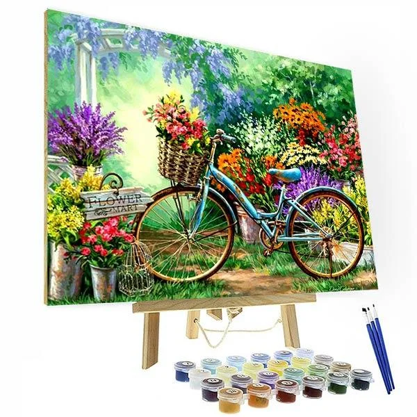 Paint by Numbers Kit - Bicycle In Garden-BlingPainting-Customized Products Make Great Gifts
