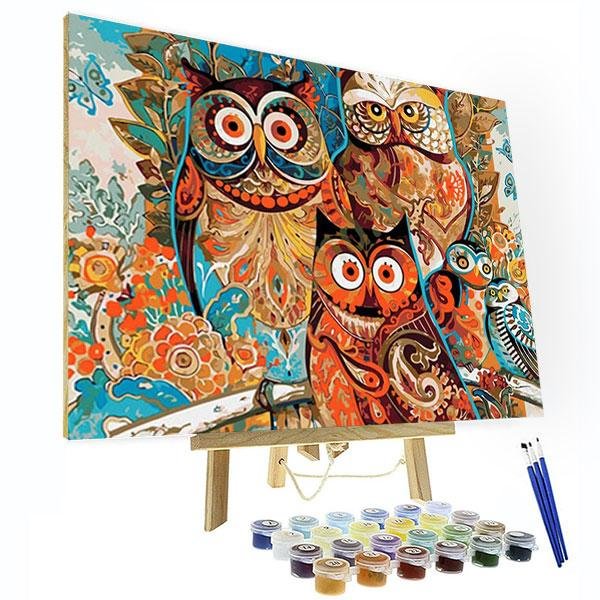 Paint by Numbers Kit - Owl Family-BlingPainting-Customized Products Make Great Gifts