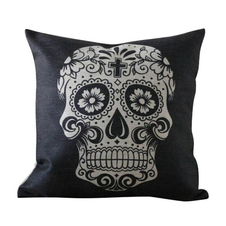 Halloween Decor Linen Skull Throw Pillow G-BlingPainting-Customized Products Make Great Gifts