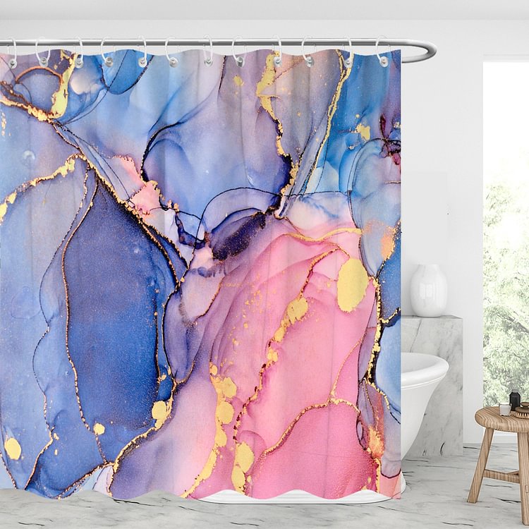 Glittering Purple Marbling Waterproof Shower Curtains With 12 Hooks-BlingPainting-Customized Products Make Great Gifts