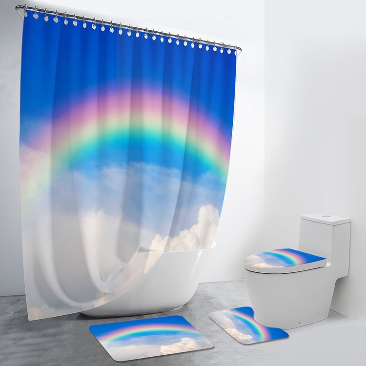 Blue Sky Rainbow Clouds 4Pcs Bathroom Set-BlingPainting-Customized Products Make Great Gifts