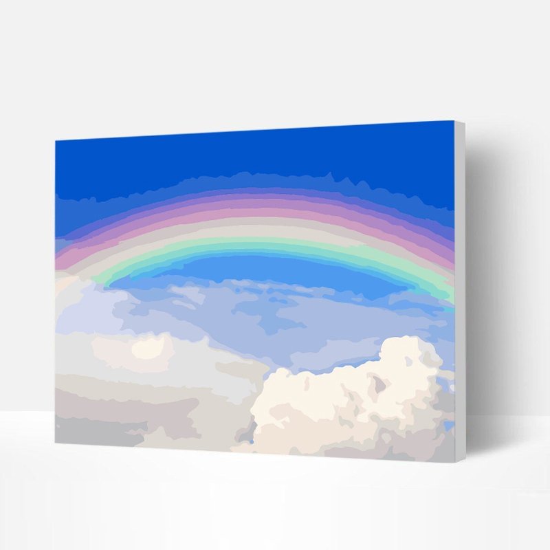 Paint by Numbers Kit - Blue Sky Rainbow Clouds-BlingPainting-Customized Products Make Great Gifts