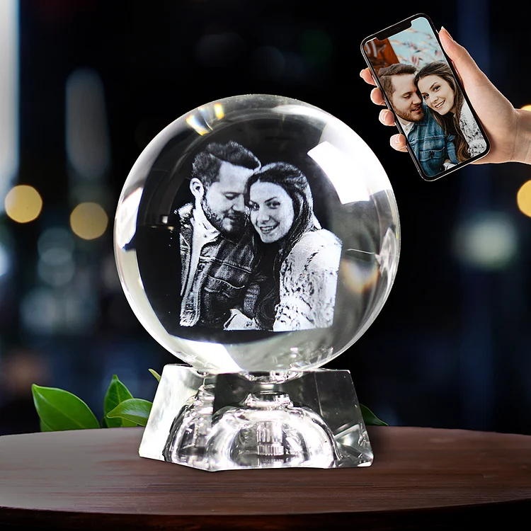 Personalized 3D Sphere Engraved Crystal Photo Night Light for Memories Decor Keepsake - For Gift-BlingPainting-Customized Products Make Great Gifts
