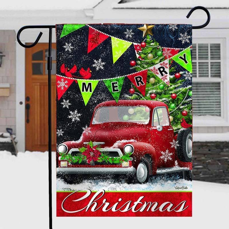 Christmas Red Vintage Truck Garden Flag/House Flag - Good Gifts Decor 2022-BlingPainting-Customized Products Make Great Gifts
