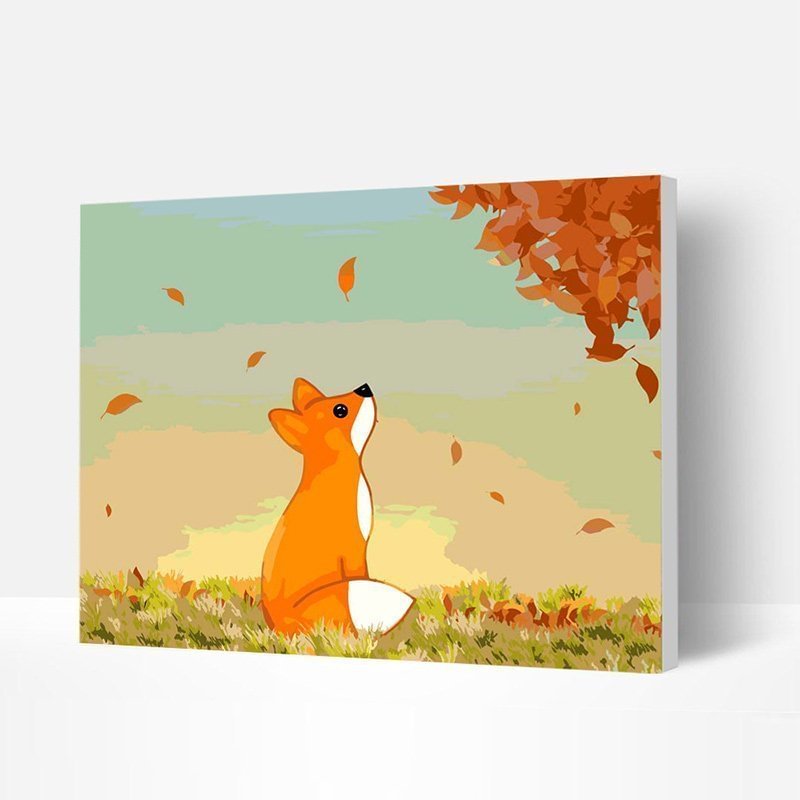 Paint by Numbers Kit for Kids - Fallen Leaves and Fox - Top Gifts-BlingPainting-Customized Products Make Great Gifts