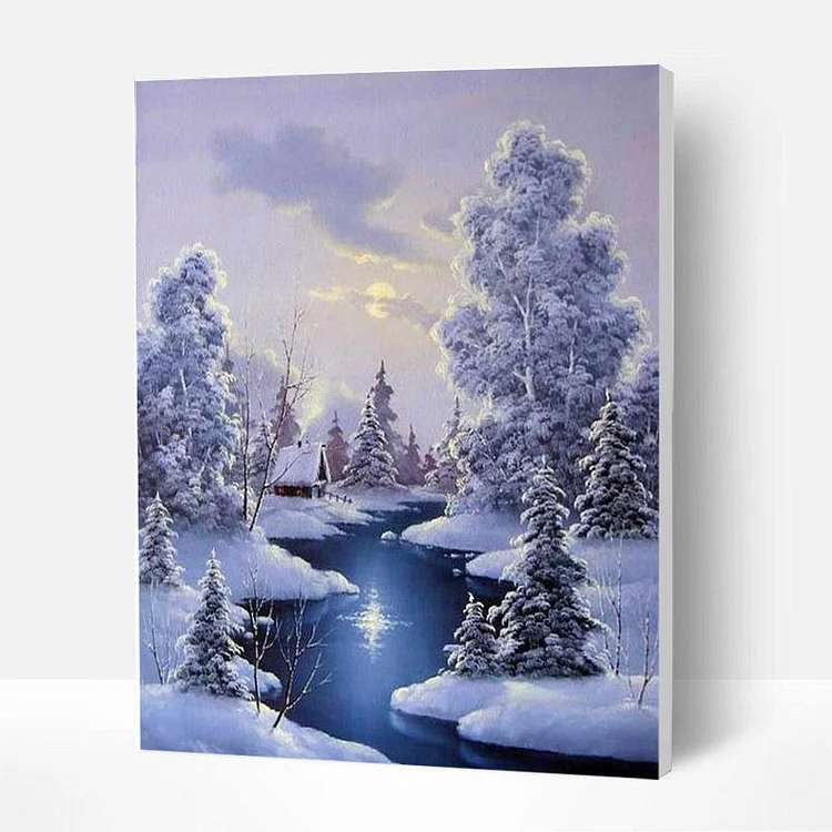 Paint by Numbers Kit - Forest after Snow-BlingPainting-Customized Products Make Great Gifts